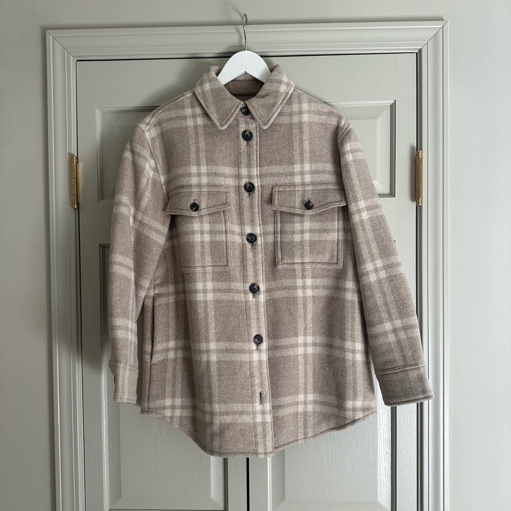 Everlane Taupe and Cream Wool Shacket/Jacket